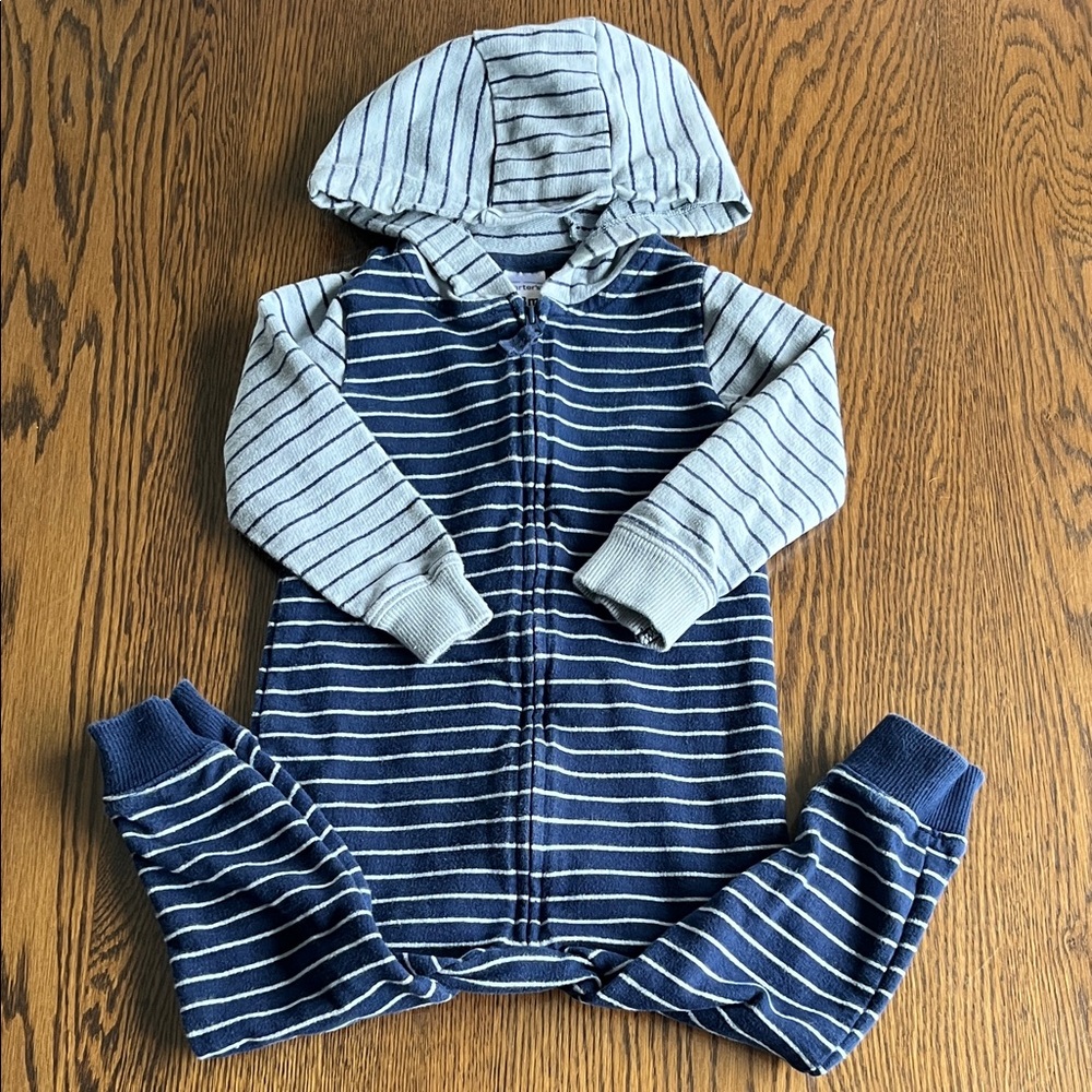 Carter's Blue and Gray Striped One Piece
